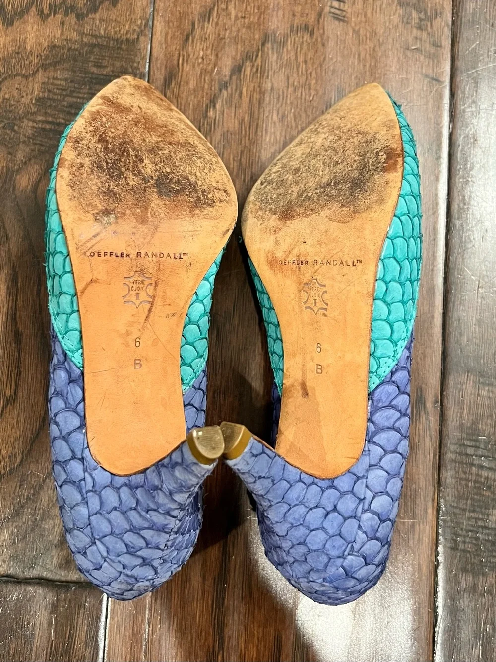 Loeffler Randall Two-Tone Pointed Pumps in Teal and Lavender
